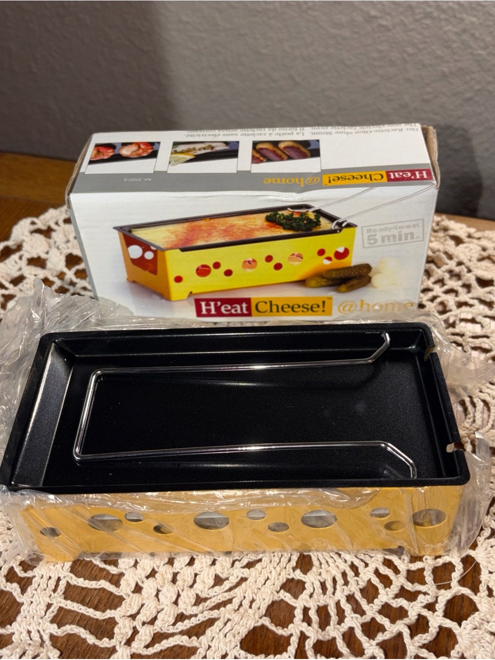 Yellow Raclette Melt Pan - Tabletop Cheese Warmer